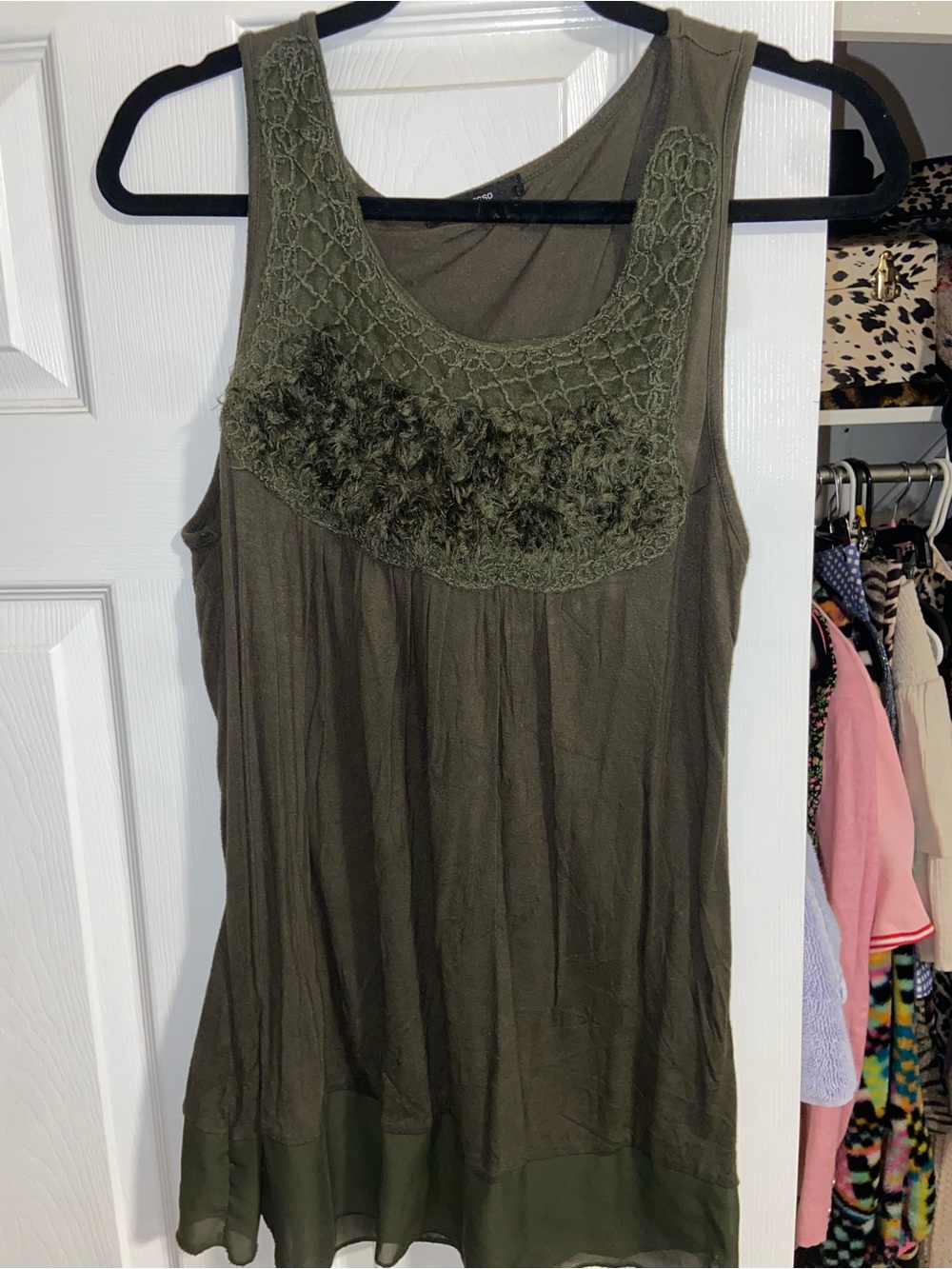 Olive Green Embellished Womens Top